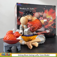 Load image into Gallery viewer, One Piece Anime Figure - Wings GK Model: Sitting Meat-Eating Luffy, Dinner Series 12cm Decorative Statue