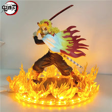 Load image into Gallery viewer, Anime Figures Demon Slayer Rengoku Kyoujurou Fire Led Scene DIY PVC Action Figure Toy 21cm Kimetsu no Yaiba Figurine Kids Doll
