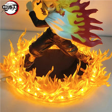 Load image into Gallery viewer, Anime Figures Demon Slayer Rengoku Kyoujurou Fire Led Scene DIY PVC Action Figure Toy 21cm Kimetsu no Yaiba Figurine Kids Doll
