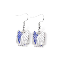 Load image into Gallery viewer, Anime Attack On Titan Drop Earring Attack Wings Trainee Survey Corps Pendant Earring Cерьги For Women Girl Cosplay Jewelry Gift
