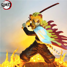 Load image into Gallery viewer, Anime Figures Demon Slayer Rengoku Kyoujurou Fire Led Scene DIY PVC Action Figure Toy 21cm Kimetsu no Yaiba Figurine Kids Doll
