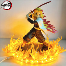 Load image into Gallery viewer, Anime Figures Demon Slayer Rengoku Kyoujurou Fire Led Scene DIY PVC Action Figure Toy 21cm Kimetsu no Yaiba Figurine Kids Doll
