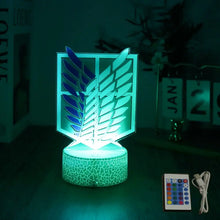 Load image into Gallery viewer, Anime Figures Attack on Titan 3D Lamp LED Night Light RGB16 Colors Lamps Remote Standing Sign Decor Bedroom Home Kids Toys Gifts
