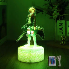 Load image into Gallery viewer, Anime Figures Attack on Titan 3D Lamp LED Night Light RGB16 Colors Lamps Remote Standing Sign Decor Bedroom Home Kids Toys Gifts
