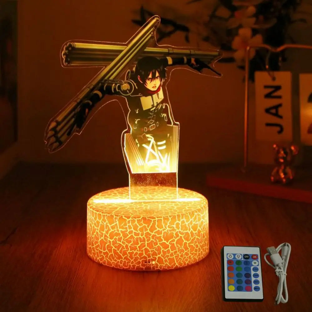Anime Figures Attack on Titan 3D Lamp LED Night Light RGB16 Colors Lamps Remote Standing Sign Decor Bedroom Home Kids Toys Gifts