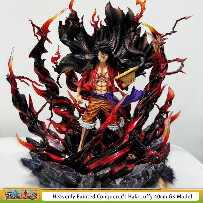 One Piece Anime Figure - Heavenly Painted Conqueror's Haki Luffy GK Model 40cm Extra Large Statue, Collectible Desktop Decor