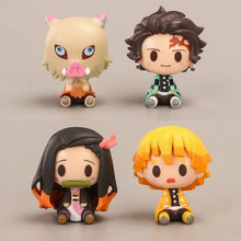 Load image into Gallery viewer, 4PCS/Set Anime Demon Slayer Nezuko Tanjirou Zenitsu Inosuke Mini Figurine Kawaii Action Figure PVC Model Collectible Doll Toys
