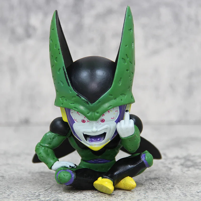 12cm Dragon Ball Anime Cute Cell Sitting Erect Middle Finger Action Figure Pvc Model Doll Collection Statue Ornament Toys Gift