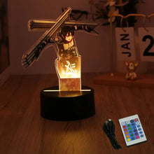 Load image into Gallery viewer, Anime Figures Attack on Titan 3D Lamp LED Night Light RGB16 Colors Lamps Remote Standing Sign Decor Bedroom Home Kids Toys Gifts
