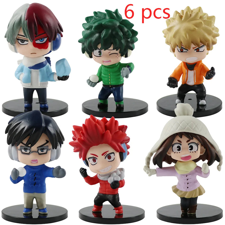 My Hero Academia 9 Pcs Cute Ver. Midoriya All Might Bakugou Shoto Ochaco PVC Action Figure Boku no Hero Gift Doll Model 8-10cm