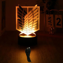 Load image into Gallery viewer, Anime Figures Attack on Titan 3D Lamp LED Night Light RGB16 Colors Lamps Remote Standing Sign Decor Bedroom Home Kids Toys Gifts
