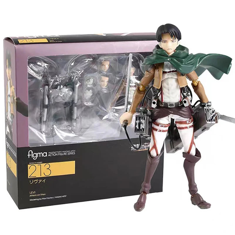 Attack on Titan Eren Yeager Levi Mikasa Ackerman PVC Action Figure figma203 figma 207 figma 213 Anime Figure Model Toy Doll Gift