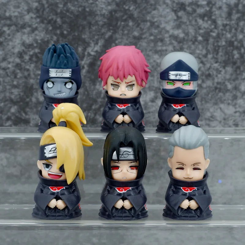 6Pcs/set Naruto Amine figure Shippuden  Action Figures Q Version Cute Akatsuki Itachi Pain Obito Model Doll Collection Toys Gift